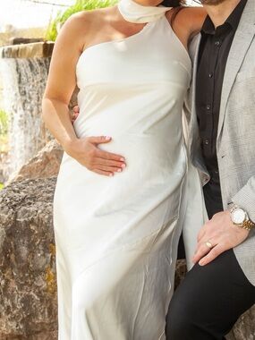 Altar'd State Ivory One-Shoulder Maxi Dress